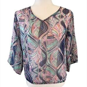Ella Moss Sheer 3/4 Length Blouse | Size 12